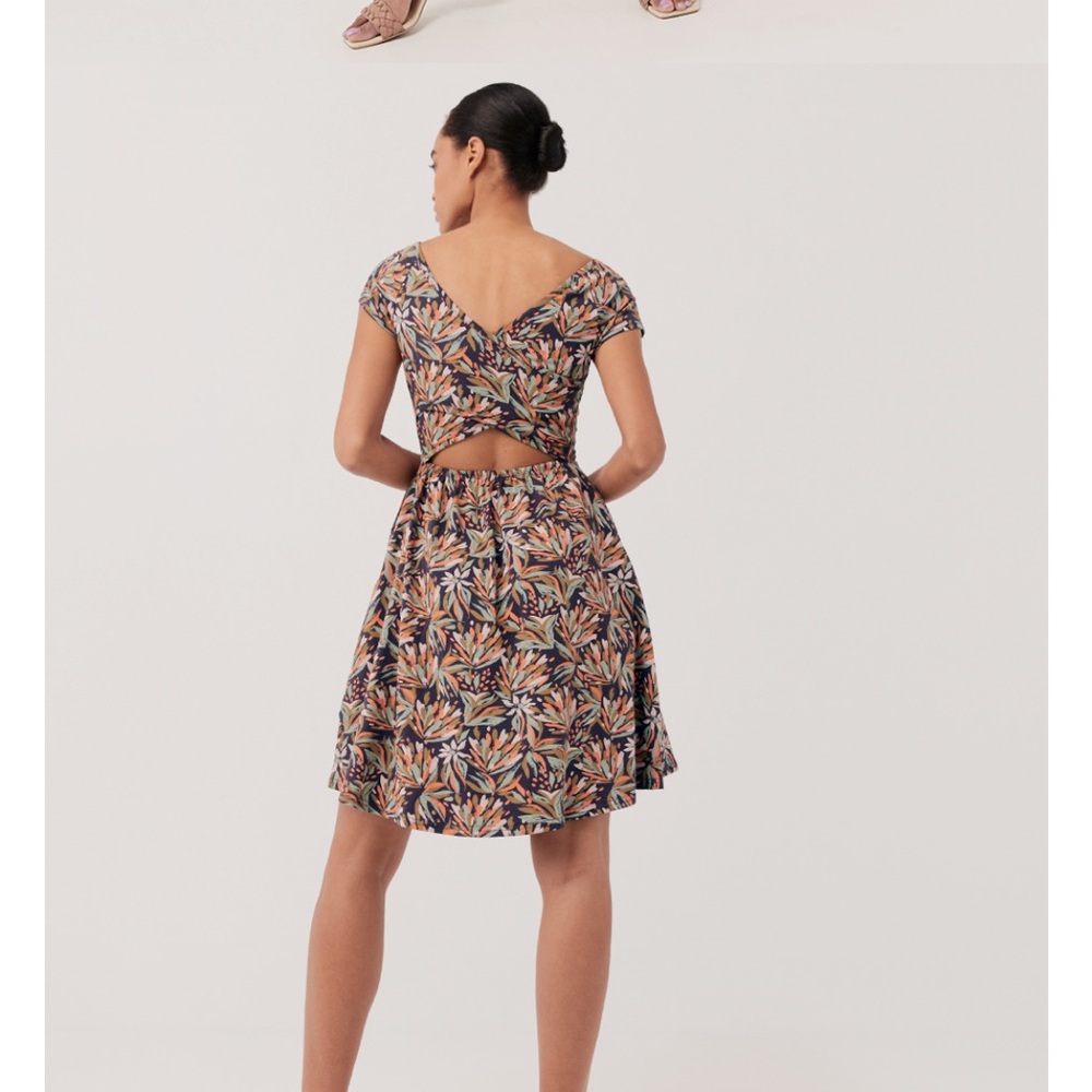 Pact Floral Abstract Cross-Back Dress with Pockets